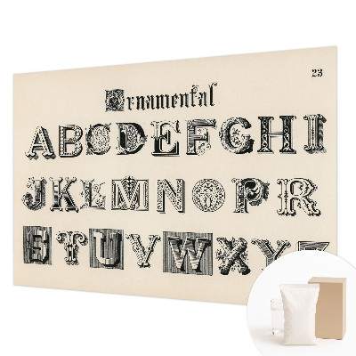 Wall mural for living room featuring decorative letters