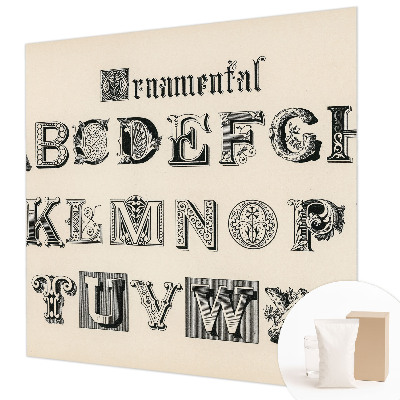 Wall mural for living room featuring decorative letters