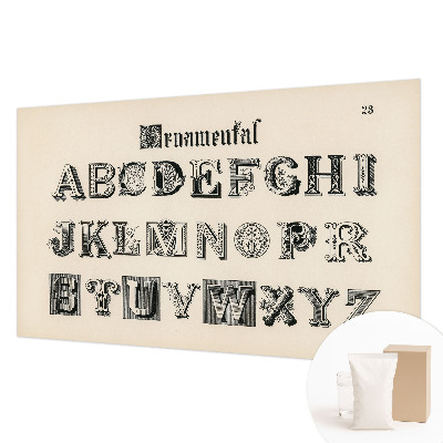 Wall mural for living room featuring decorative letters