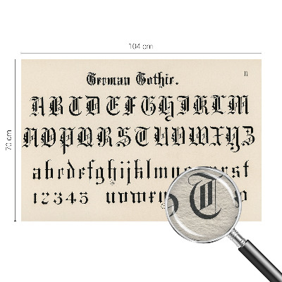 Wallpaper mural for living room with a Gothic letter motif