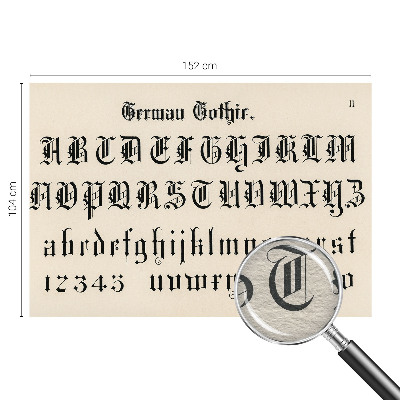 Wallpaper mural for living room with a Gothic letter motif