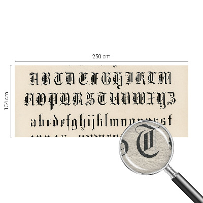 Wallpaper mural for living room with a Gothic letter motif