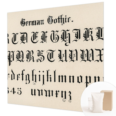 Wallpaper mural for living room with a Gothic letter motif