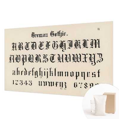 Wallpaper mural for living room with a Gothic letter motif