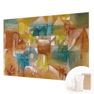 Bedroom wall mural wallpaper with a geometric structures design