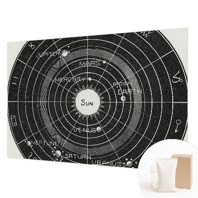 Large wallpaper mural with a cosmic diagram design