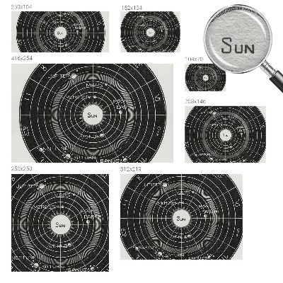 Large wallpaper mural with a cosmic diagram design