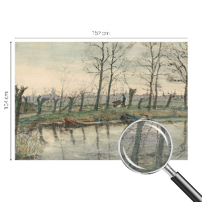 Modern wall mural for bedroom with a winter landscape motif