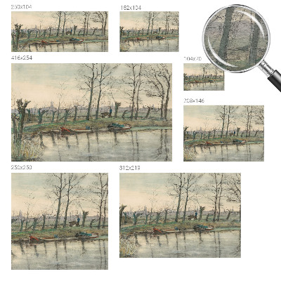Modern wall mural for bedroom with a winter landscape motif