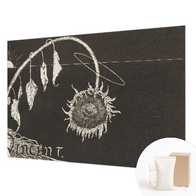 High quality photo wallpaper with a nostalgic sunflower motif
