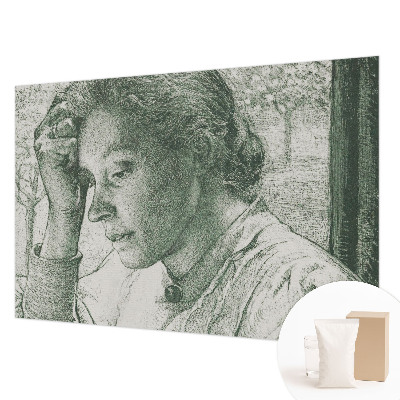 Modern wall mural for living room featuring a reflective woman motif