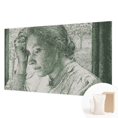 Modern wall mural for living room featuring a reflective woman motif