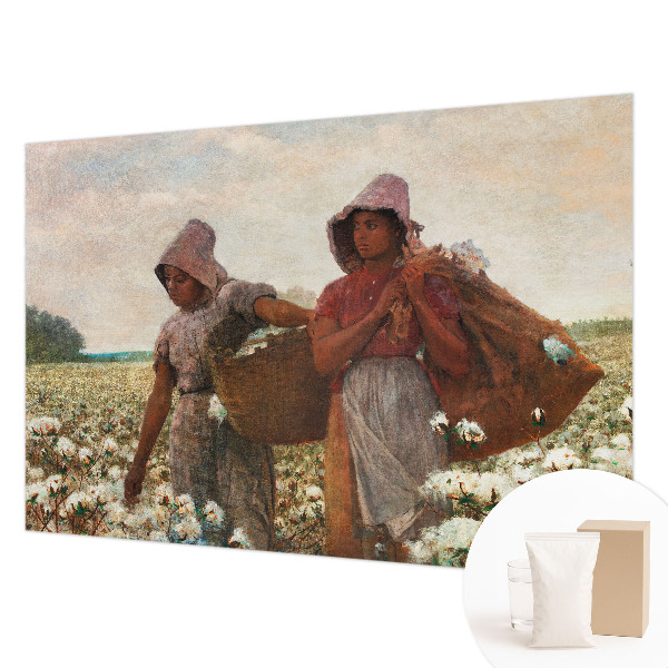 Premium wall mural for bedroom featuring a pastoral scene of people working in the field