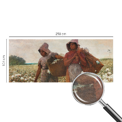 Premium wall mural for bedroom featuring a pastoral scene of people working in the field