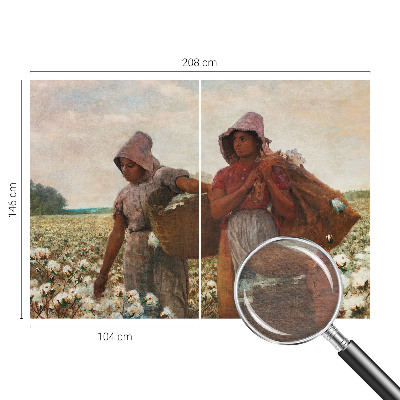 Premium wall mural for bedroom featuring a pastoral scene of people working in the field