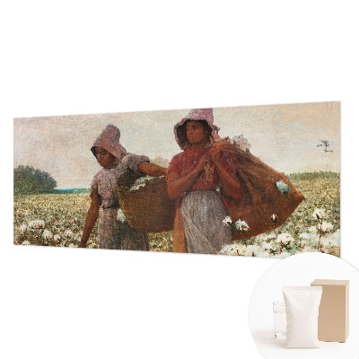 Premium wall mural for bedroom featuring a pastoral scene of people working in the field