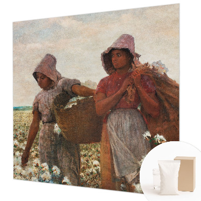 Premium wall mural for bedroom featuring a pastoral scene of people working in the field