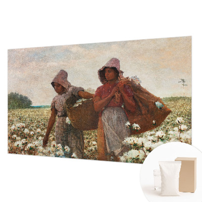 Premium wall mural for bedroom featuring a pastoral scene of people working in the field