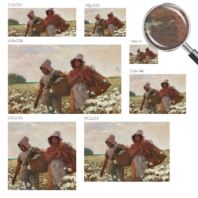 Premium wall mural for bedroom featuring a pastoral scene of people working in the field