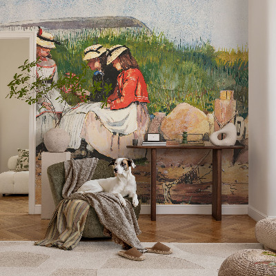 Non-woven wall mural with a summer vacation motif
