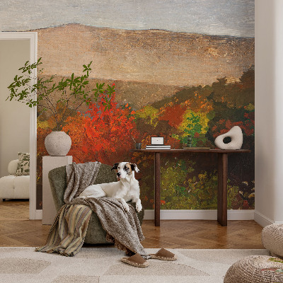 Decorative wall mural for living room with an autumn panorama design