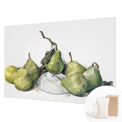 Photo wallpaper with a watercolor pears design