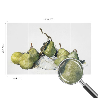 Photo wallpaper with a watercolor pears design