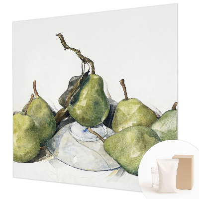Photo wallpaper with a watercolor pears design