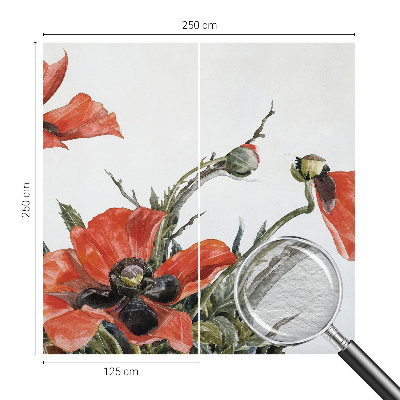 Photo wall mural with a red poppy design