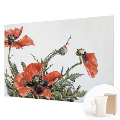 Photo wall mural with a red poppy design