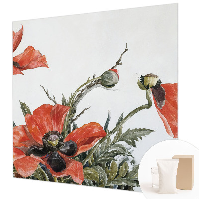 Photo wall mural with a red poppy design