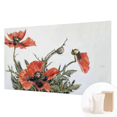Photo wall mural with a red poppy design