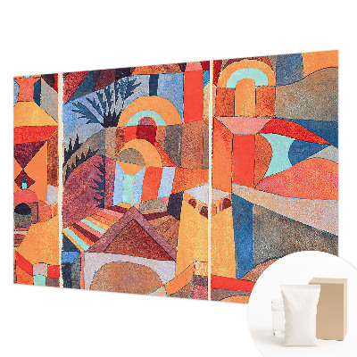 Wallpaper mural for living room with a colorful mosaic design
