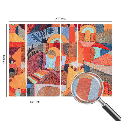 Wallpaper mural for living room with a colorful mosaic design