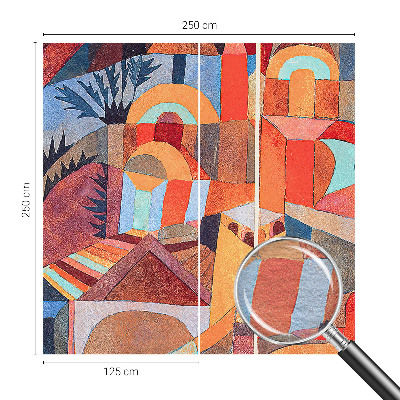Wallpaper mural for living room with a colorful mosaic design