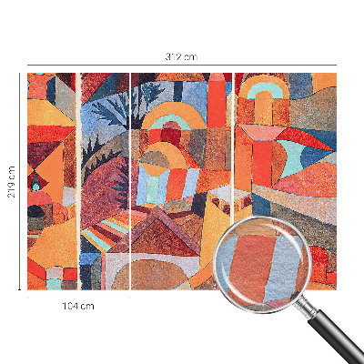 Wallpaper mural for living room with a colorful mosaic design