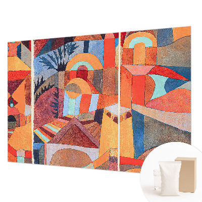 Wallpaper mural for living room with a colorful mosaic design