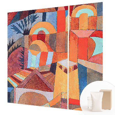 Wallpaper mural for living room with a colorful mosaic design