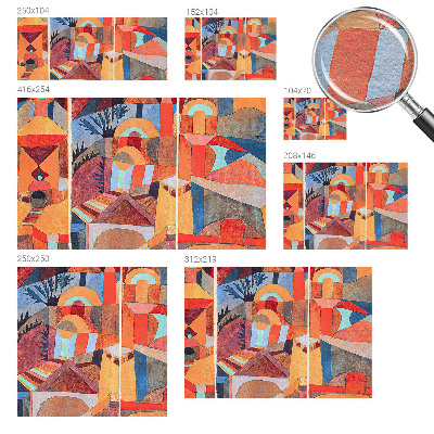 Wallpaper mural for living room with a colorful mosaic design