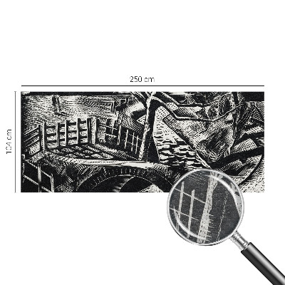 Wall mural for living room with an architectural landscape design