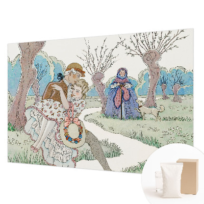 Bedroom wall mural wallpaper with a romantic scene