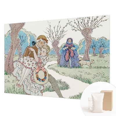 Bedroom wall mural wallpaper with a romantic scene
