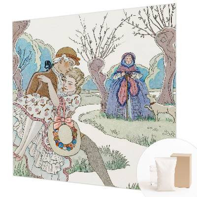 Bedroom wall mural wallpaper with a romantic scene