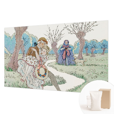 Bedroom wall mural wallpaper with a romantic scene