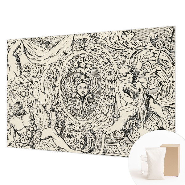 Large wall mural featuring an abundance of ornamental motifs