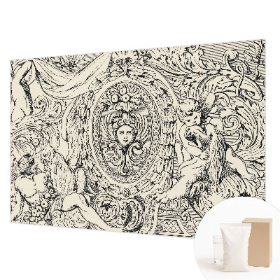 Large wall mural featuring an abundance of ornamental motifs