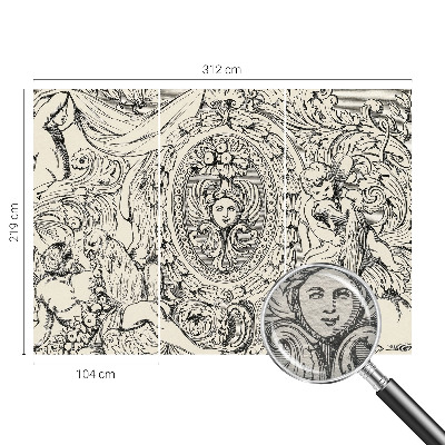 Large wall mural featuring an abundance of ornamental motifs