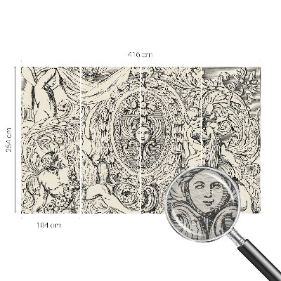 Large wall mural featuring an abundance of ornamental motifs