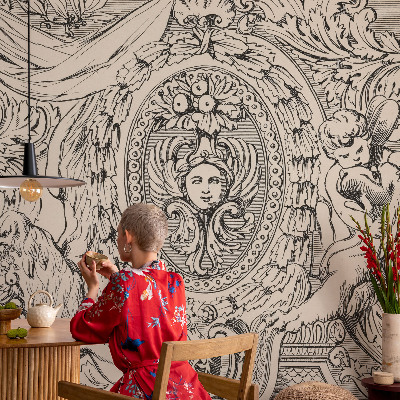 Large wall mural featuring an abundance of ornamental motifs