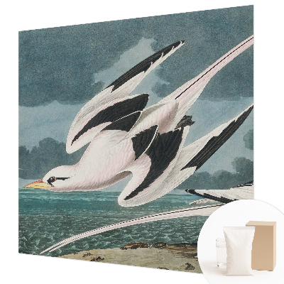 Large wallpaper mural with a birds-by-the-sea motif
